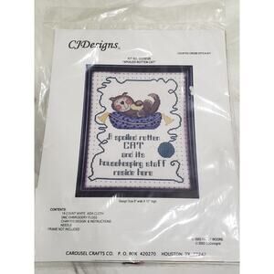 NEW Vintage Counted Cross Stitch Kit Spoiled Rotten‎ Cat cat lady cj designs